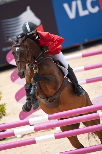 Cavalier à cheval lors du Tour d'Espagne des Champions du Monde — Photo