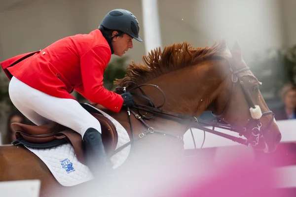 Cavalier à cheval lors du Tour d'Espagne des Champions du Monde — Photo