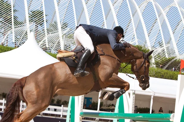 Reiter auf dem Pferd bei der Global Champions Tour von Spanien — Stockfoto