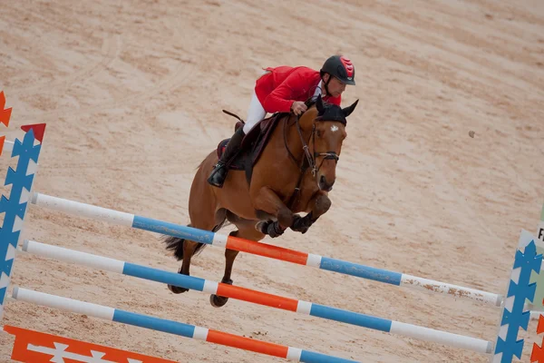 Reiter auf dem Pferd bei der Global Champions Tour von Spanien — Stockfoto