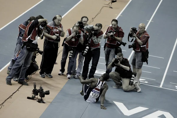 Dwain rooms of great britain nach dem Gewinn der Silbermedaille bei den 60m Herren Finale — Stockfoto