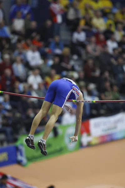 Renaud Lavillenie competes in the Men's pole vault — Stock Photo, Image
