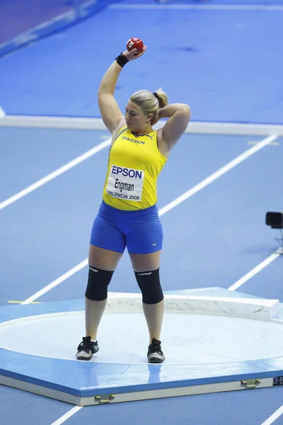 Helena Engman bei der Qualifikation im Kugelstoßen der Frauen — Stockfoto