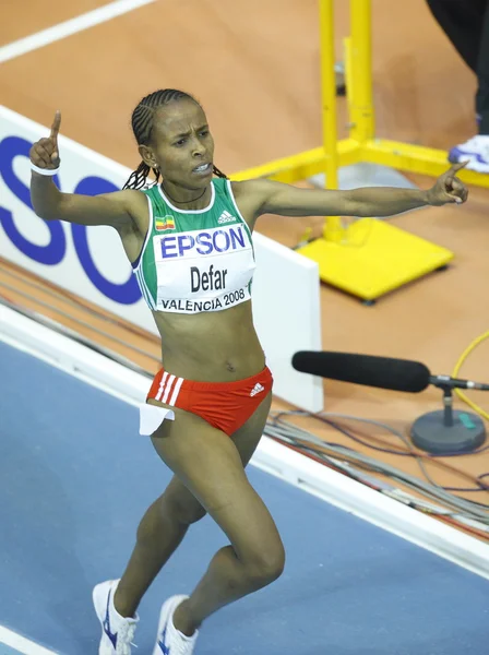Meseret Defar wint de Womens 3000 m finale — Stockfoto