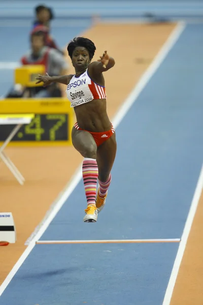 Yargelis Savigne compete na final de salto triplo das mulheres — Fotografia de Stock