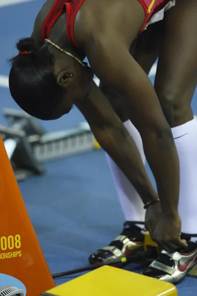 Josephine Onyia kadınlar 60 metre engelli yarışıyor — Stok fotoğraf