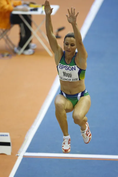 Maurren Higa Maggi compite en la final de salto de longitud femenina —  Fotos de Stock