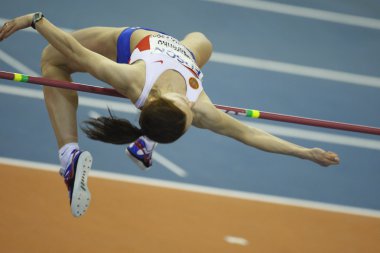 Elena Slesarenko competes in Women's high jump final clipart