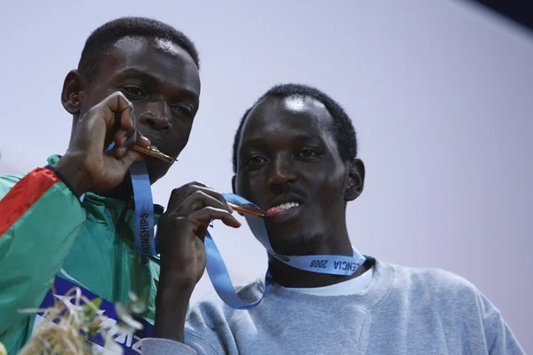 Abubaker Kaki Khamis celebra la medalla de oro en los 800 metros masculinos —  Fotos de Stock
