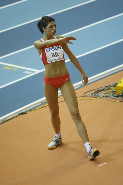 Blanka Vlasic compite en el salto de altura femenino — Foto de Stock
