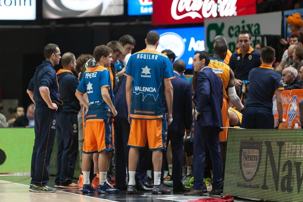 Valencia players during in the break — Stock Photo, Image