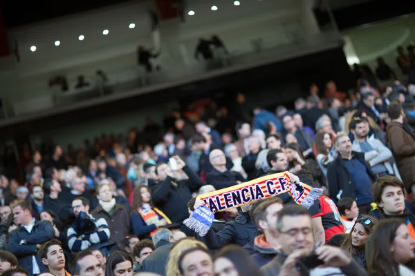 Supportrar under matcha Valencia - Real — Stockfoto