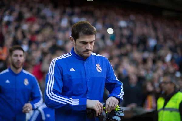 Casillas κατά τη διάρκεια αγώνα Valencia - πραγματική — Φωτογραφία Αρχείου