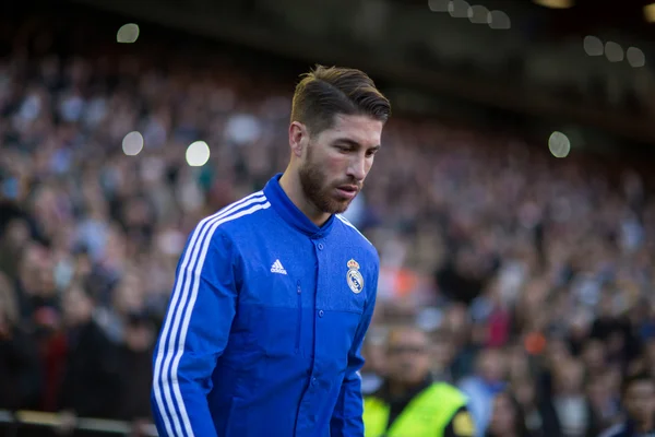 Ramos durante o jogo Valencia - Real — Fotografia de Stock