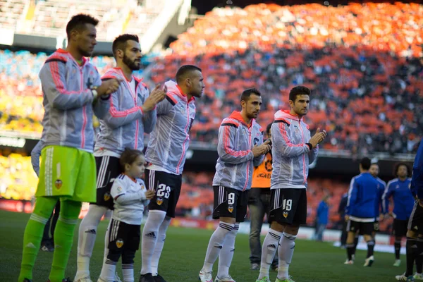 Valencia oyuncular maç sırasında — Stok fotoğraf