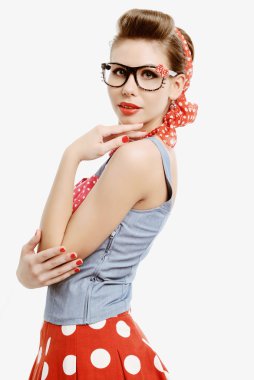 Pin-up genç kadın vintage Amerikan tarzı
