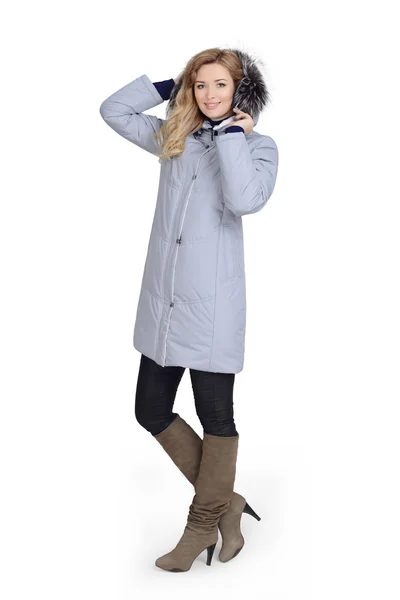 Young woman in short coat — Stock Photo, Image