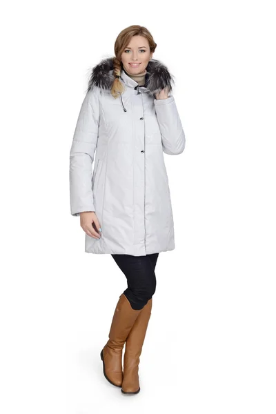 Young woman in short coat — Stock Photo, Image