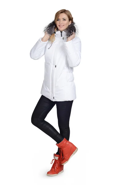 Young woman in short coat — Stock Photo, Image