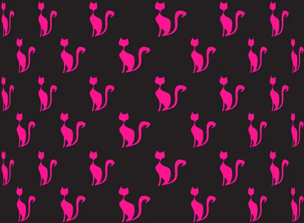 Dikişsiz desen siyah parlak renkler pembe pembe kedi.