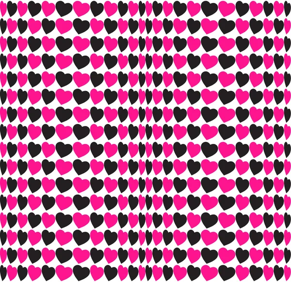 Naadloze geometrische roze zwart hart vectorvormen. Illusie patroon — Stockvector