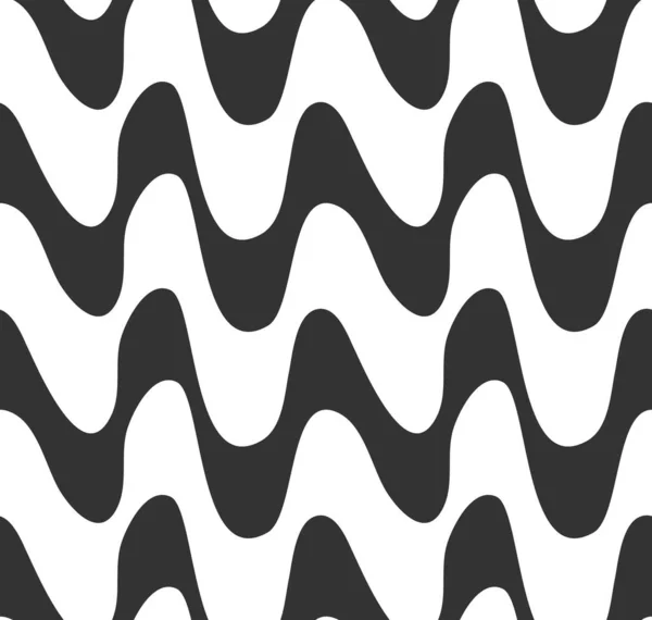 黒と白のシームレスな波状パターンのベクトルイラスト。不規則な波の黒と白のパターン — ストックベクタ