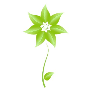 Beyaz zemin üzerine yeşil yaprak çiçek deseni