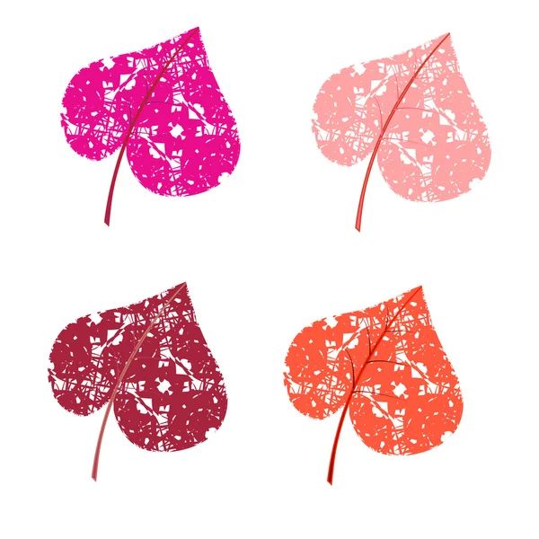 Colored leaves hearts. Vector. — Stock Vector