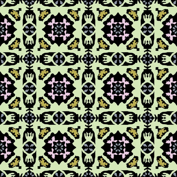 soyut yeşil pembe Şam desen siyah bir zemin üzerine.