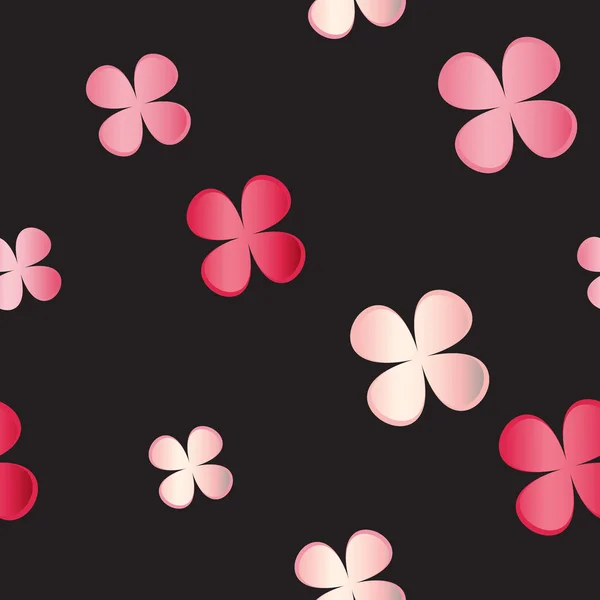 Modèle sans couture vectoriel. Texture florale sur fond noir. Simple motif floral rose vif sur fond noir — Image vectorielle