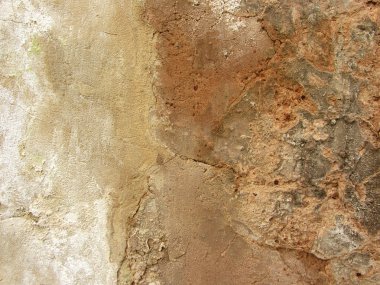 Eski duvar doku, arka plan. Kırık sıva duvar.