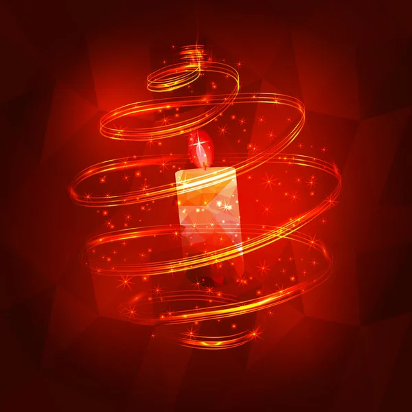 Kırmızı topa koyu kırmızı üçgen arka plan vektör ile mum ile soyut Noel dekorasyon.