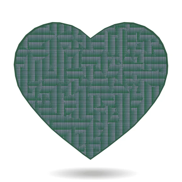 Polygonální zelené srdce drahokam. Vektorové ilustrace. — Stockový vektor