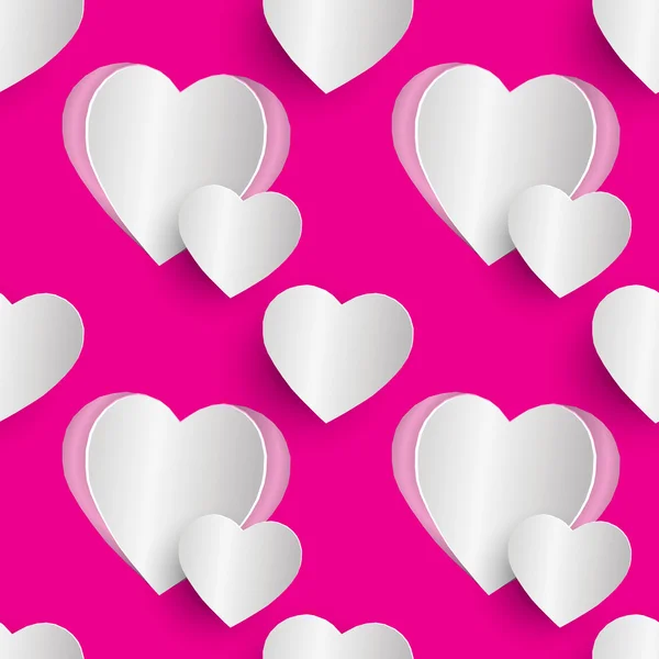 Parlak pembe arka plan berry bir kağıt kalpler ile Seamless Modeli Sevgililer günü.