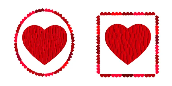 İki kırmızı kalp, aşk sembolü, tasarımınızı Sevgililer günü için mükemmel vektör öğesi. — Stok Vektör