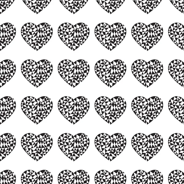 Siyah ve beyaz sorunsuz kalp arka plan deseni.