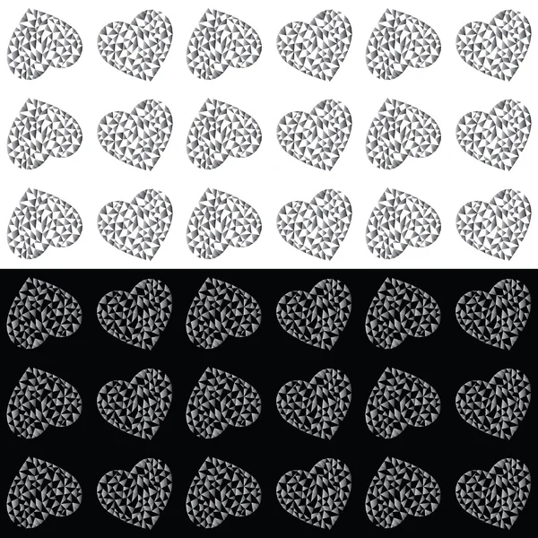 Abstract seamless heart pattern. Ink illustration. Black and white — Stock Vector
