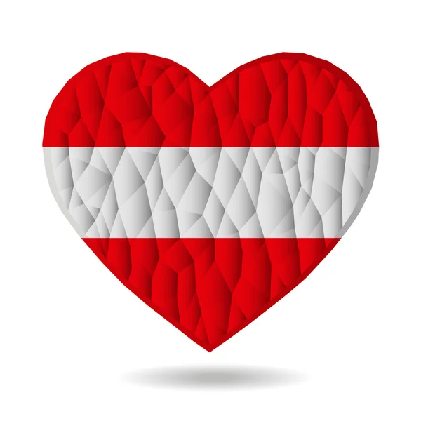 벡터-오스트리아 깃발의 심장입니다. 사랑에는 호주의 상징 이다. 심장 플래그 아이콘입니다. 오스트리아 국경일. — 스톡 벡터