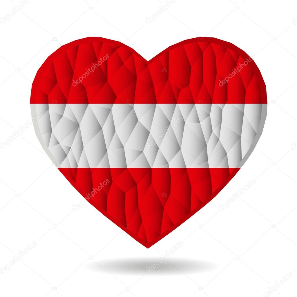 Vector - Heart of the Austrian flag. Love is a symbol of Australia. Heart flag icon. Austrian National Day