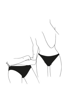 İç çamaşırlı iki kadının robot resmi.