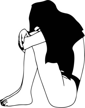 Yerde oturan külot giymiş bir kadının vektör çizimi.