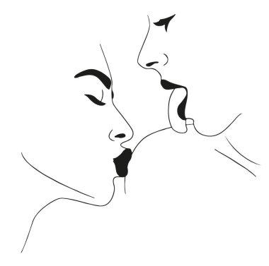 vector illustration of a sketch of  two lesbians licking tits 