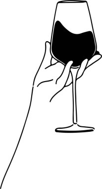 Şarap kadehini şarapla tutan el.