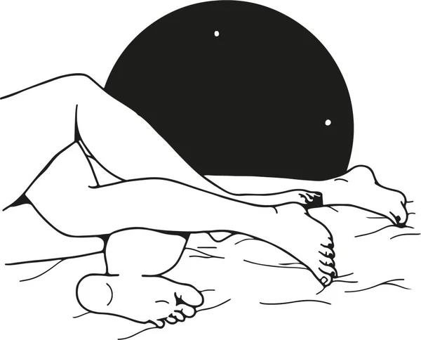 在床上睡觉的女人和男人的腿的病媒图解 — 图库矢量图片