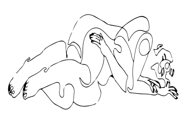 Абстрактна Ілюстрація Силуетів Чоловіка Жінки Лежать Обіймають Один Одного — стоковий вектор