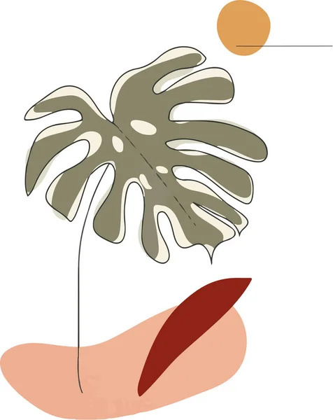 Ilustração Esboço Desenhado Mão Planta Tropical Praia Com Sol — Vetor de Stock