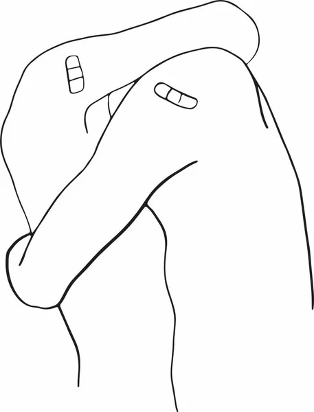 Esbozo Vectorial Dos Personas Sin Rostro Abrazándose Vista Las Heridas — Archivo Imágenes Vectoriales