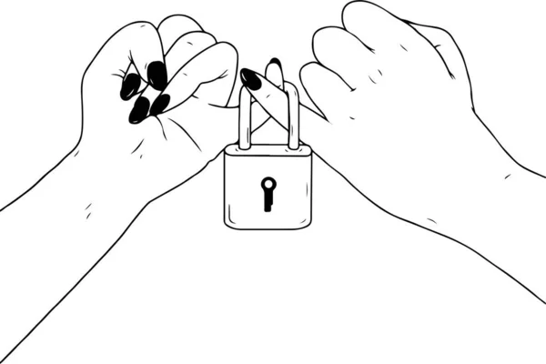 Διανυσματικό Σκίτσο Του Όρκου Του Δαχτυλιδιού Ενοποιημένο Λουκέτο — Διανυσματικό Αρχείο