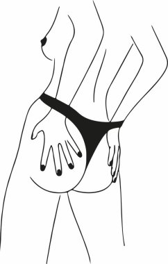   Vector illustration of a girl in bikini and her hands on her ass
