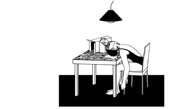 Illustration Vectorielle Une Fille Maillot Bain Assise Sur Chaise Tête — Image vectorielle
